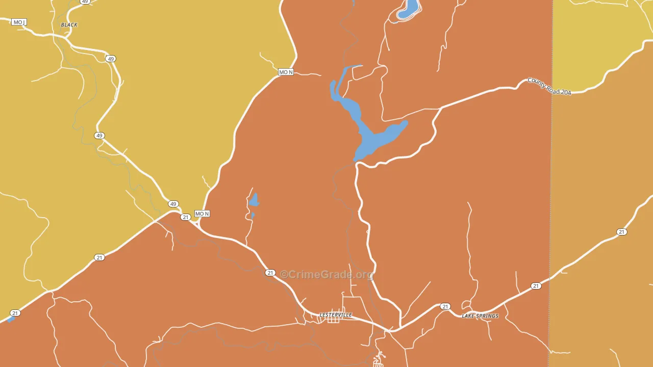 Glover, MO Map of Murder Rates