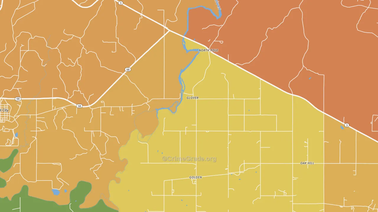 Glover, OK Map of Murder Rates