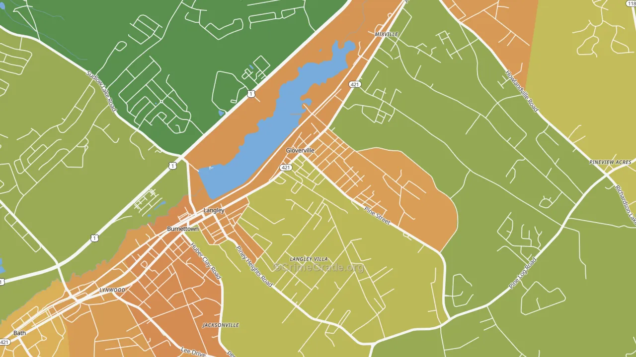 Gloverville, SC Map of Murder Rates