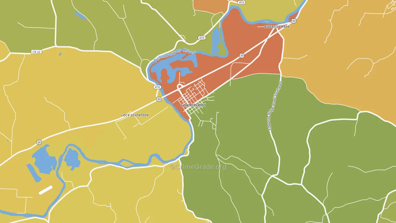 Gnadenhutten, OH Map of Murder Rates