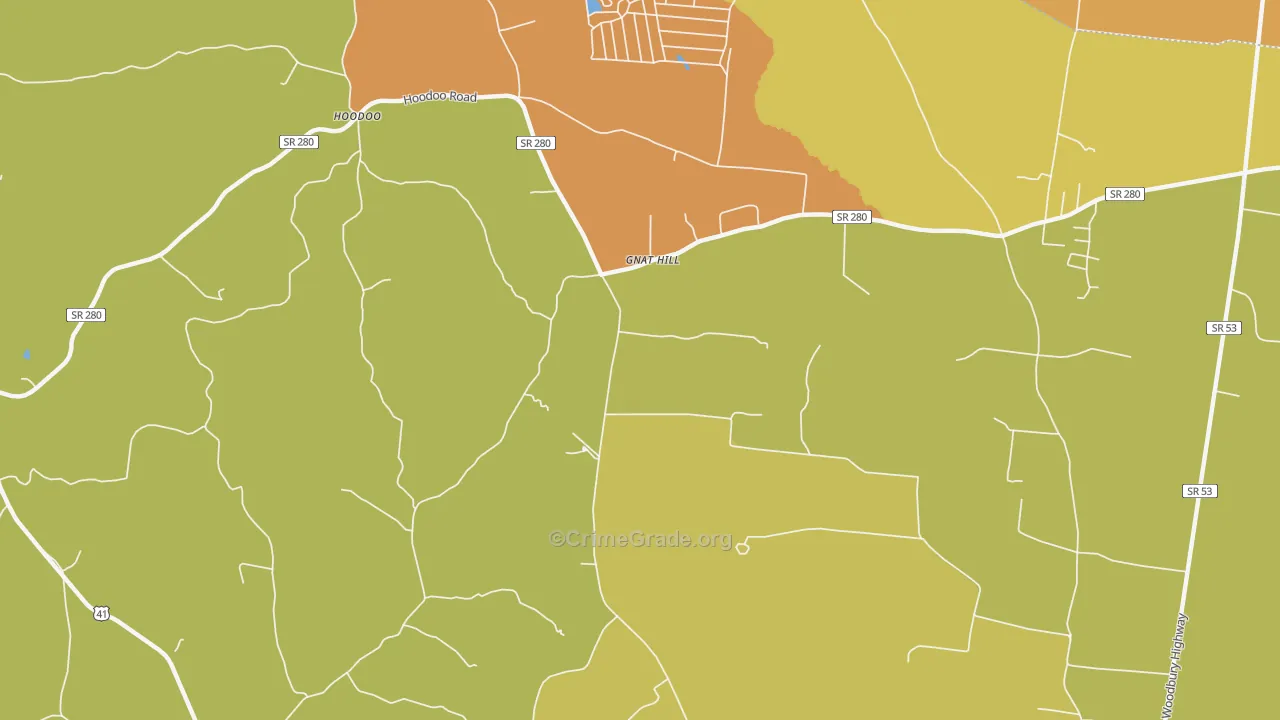 Gnat Hill, TN Map of Murder Rates