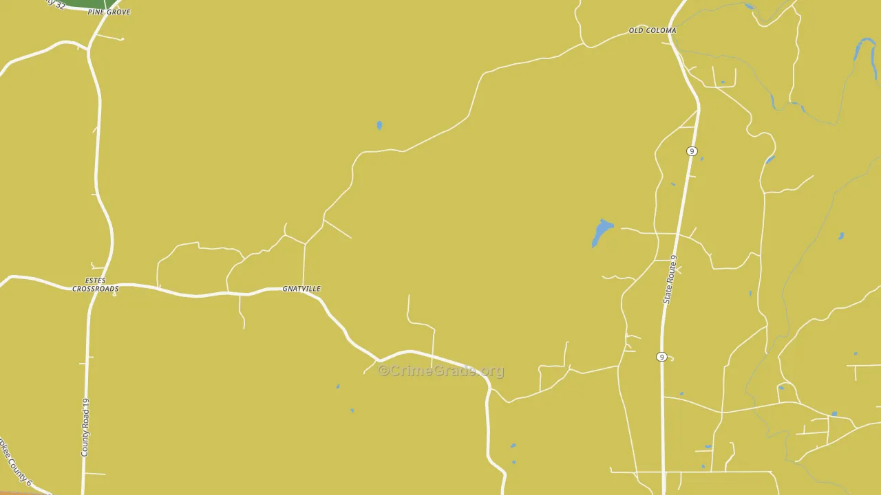 Gnatville, AL Map of Murder Rates