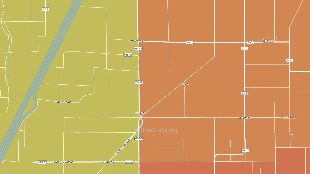 Gobler, MO Map of Murder Rates