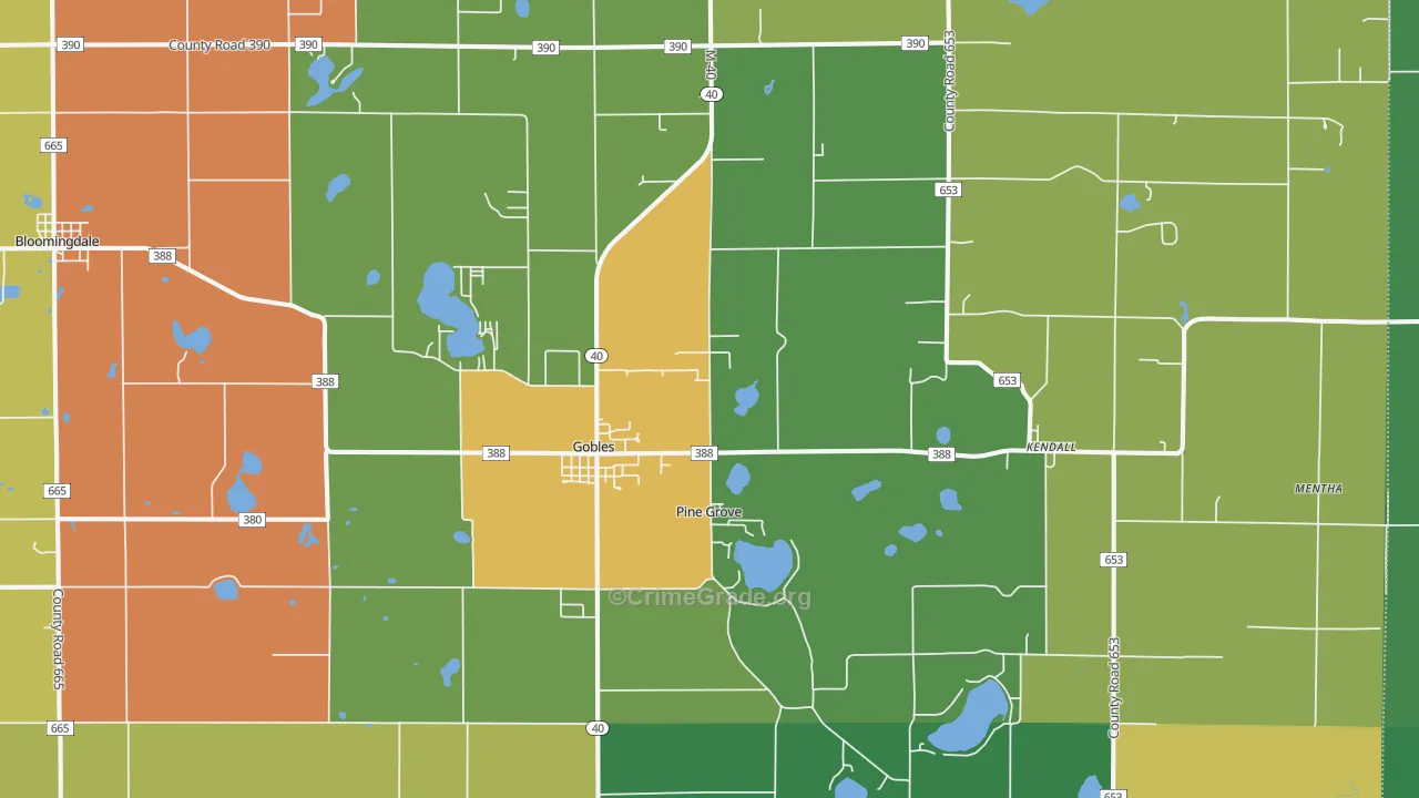 Gobles, MI Map of Murder Rates