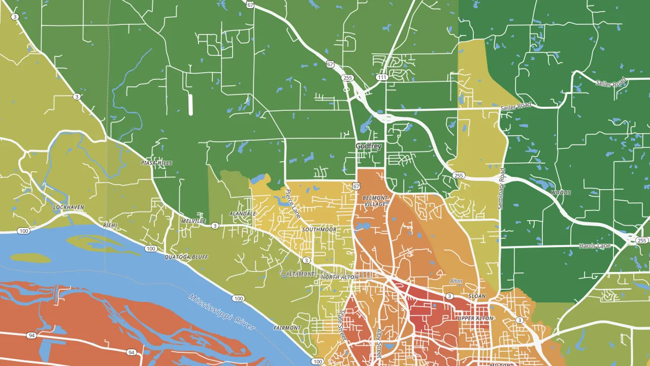Godfrey, IL Map of Murder Rates