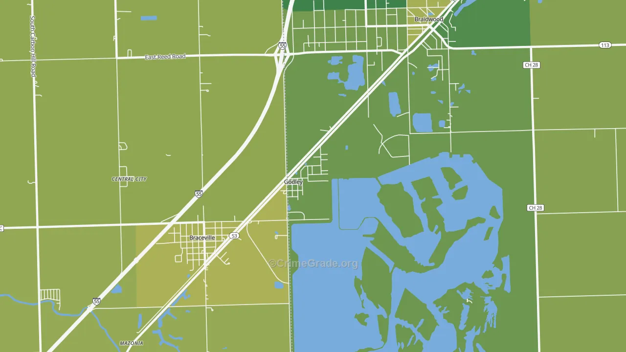 Godley, IL Map of Murder Rates