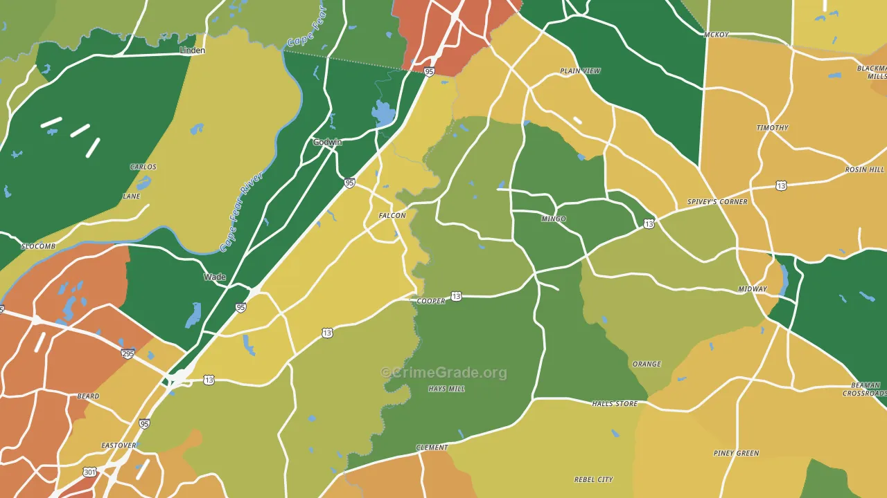 Godwin, NC Map of Murder Rates