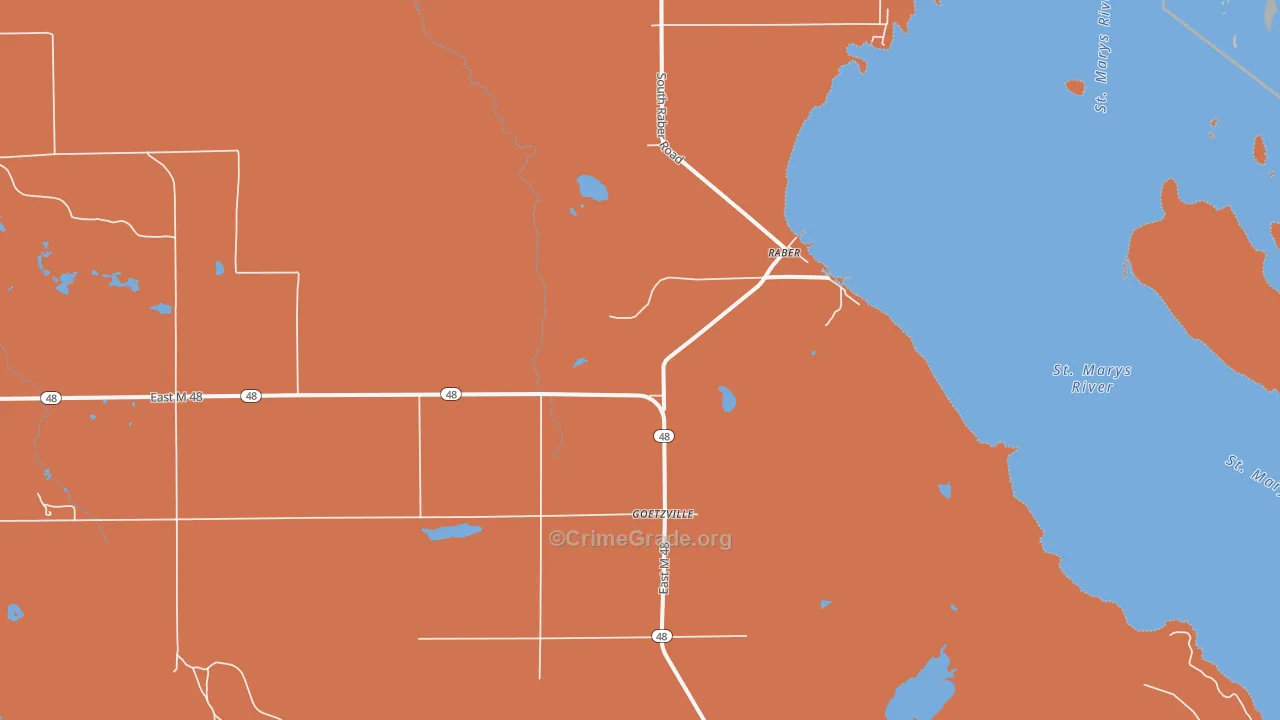 Goetzville, MI Map of Murder Rates