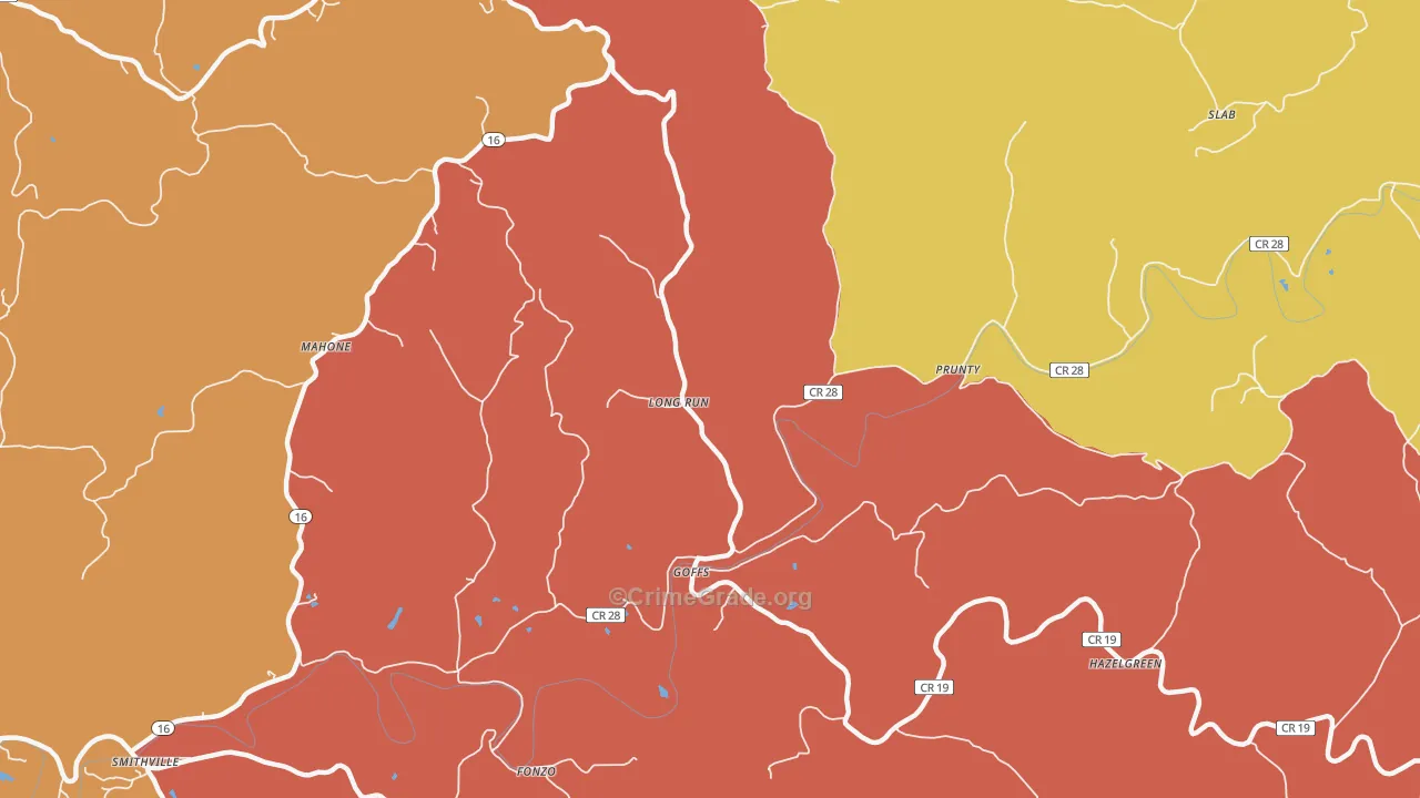 Goffs, WV Map of Murder Rates