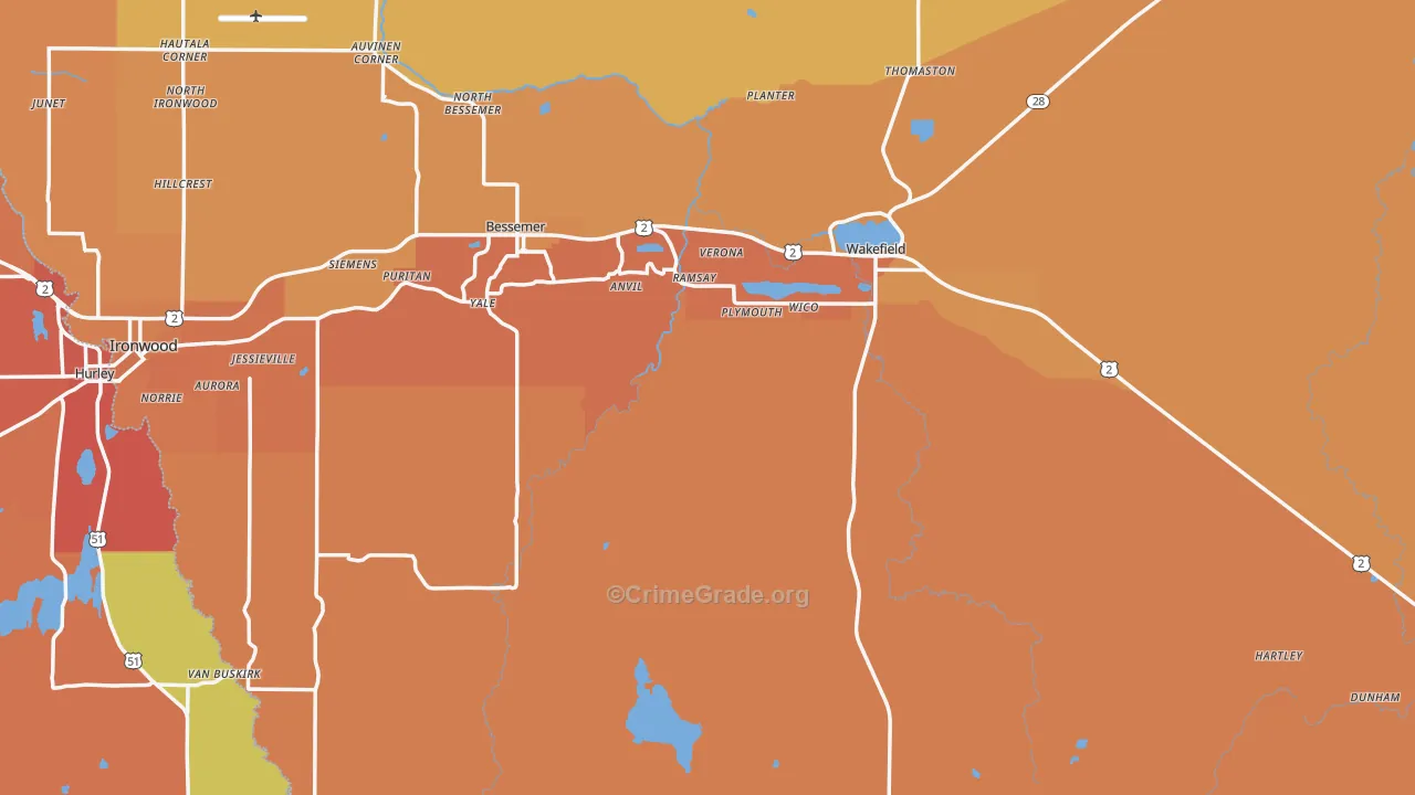Gogebic County, MI Map of Murder Rates