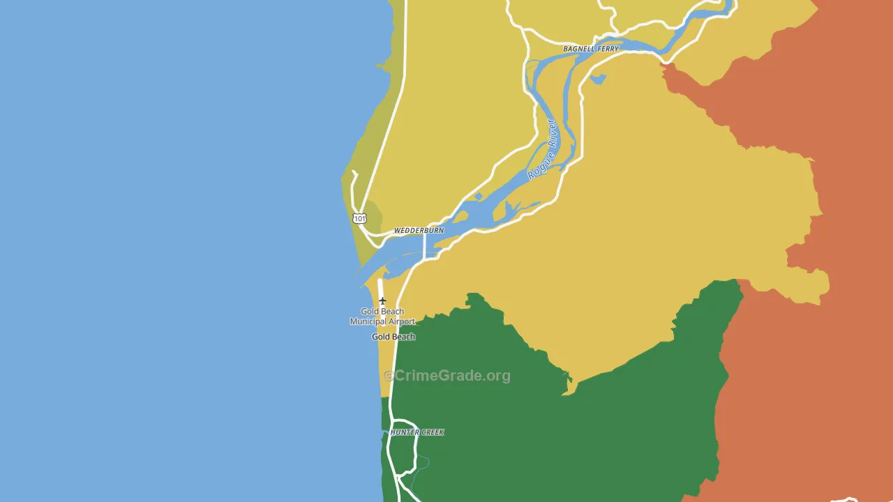 Gold Beach, OR Map of Murder Rates