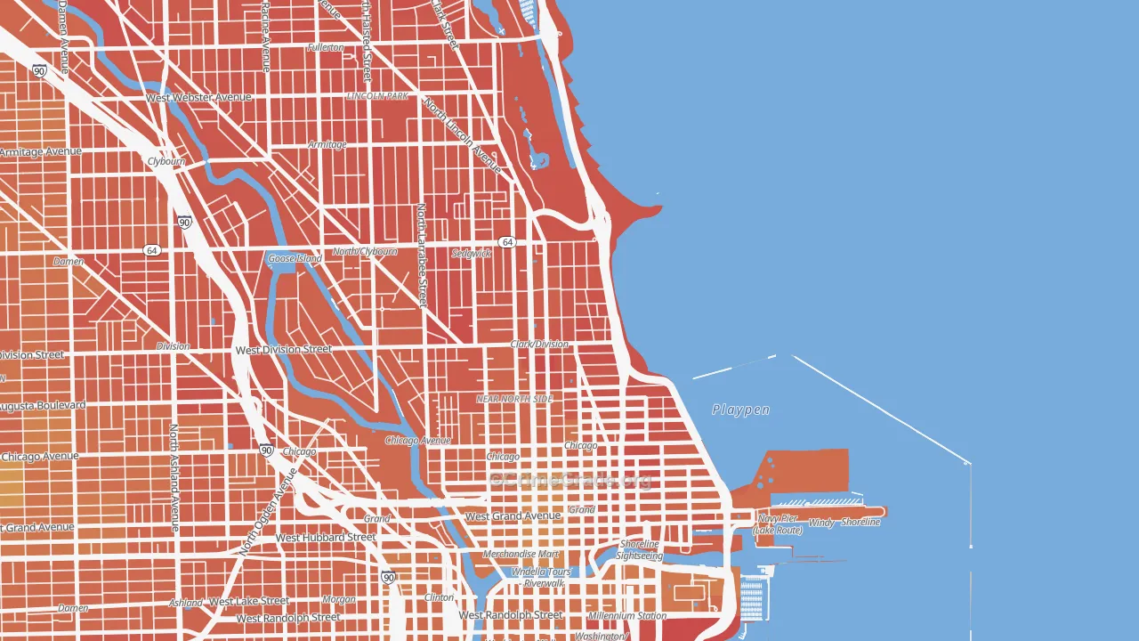 Gold Coast, Chicago, IL Map of Murder Rates