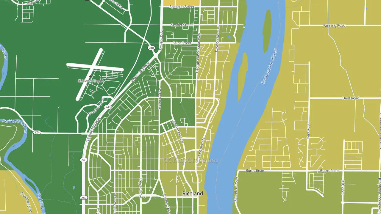 Gold Coast, Richland, WA Map of Murder Rates