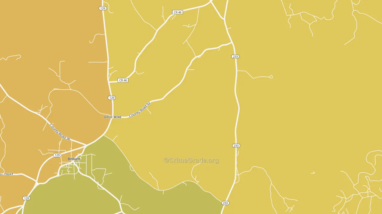 Gold Mine, AL Map of Murder Rates
