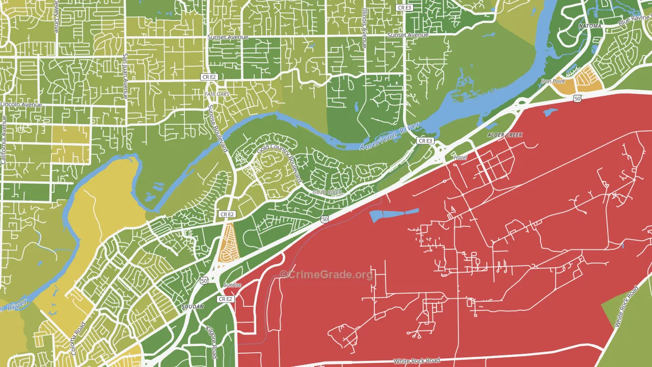 Gold River, CA Map of Murder Rates