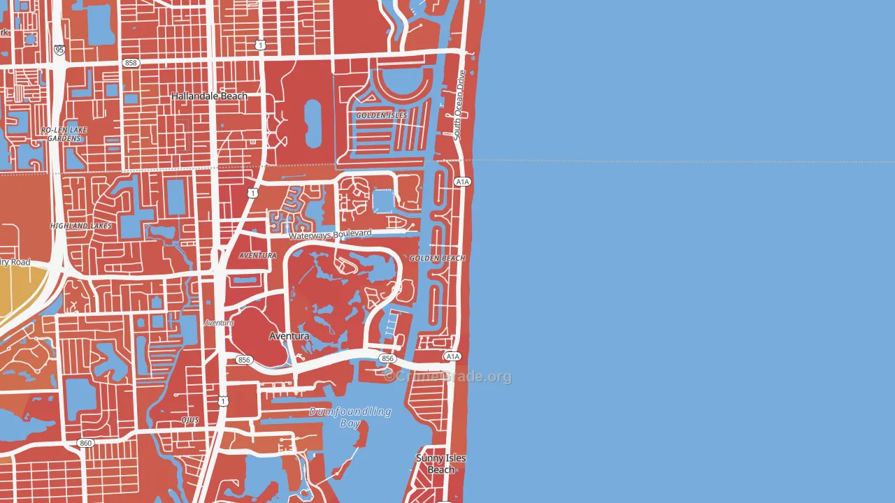 Golden Beach, FL Map of Murder Rates
