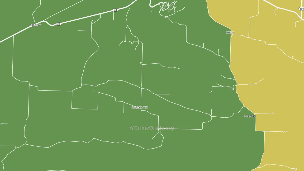 Golden City, AR Map of Murder Rates