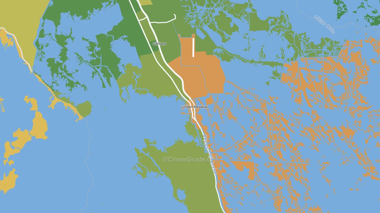 Golden Meadow, LA Map of Murder Rates