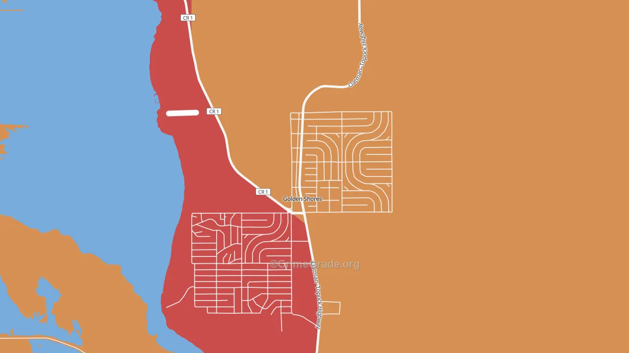 Golden Shores, AZ Map of Murder Rates
