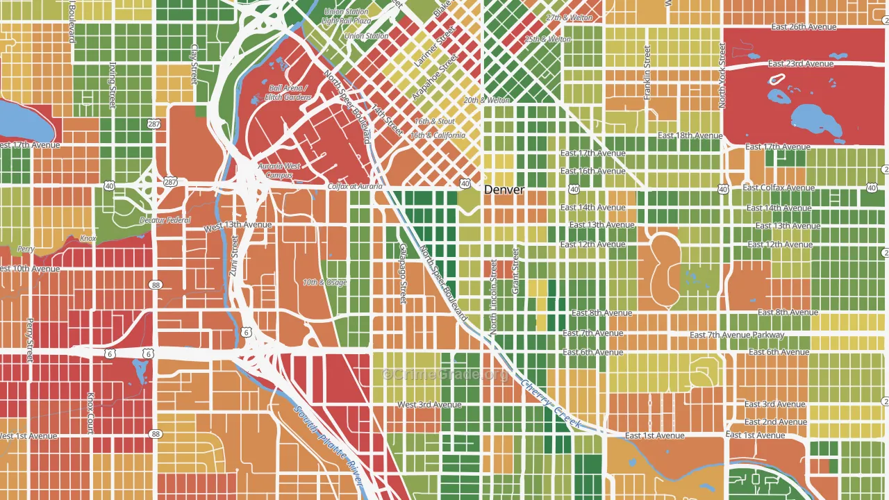 Golden Triangle, Denver, CO Map of Murder Rates
