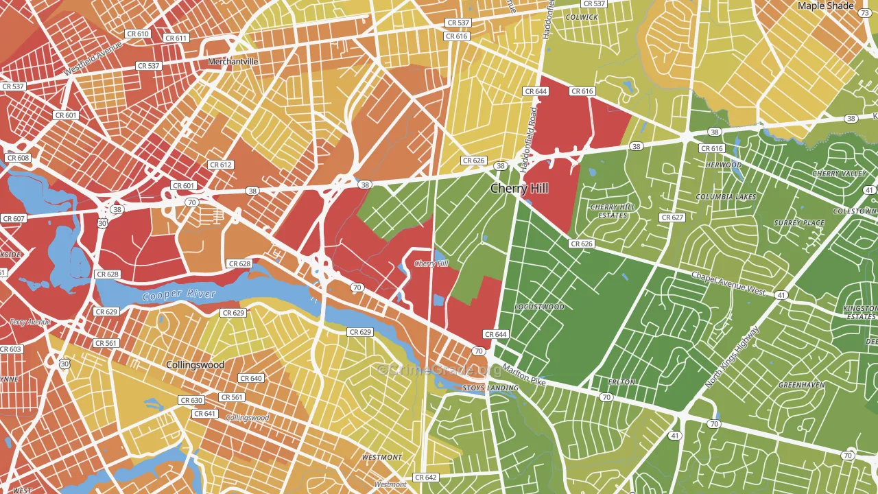 Golden Triangle, NJ Map of Murder Rates
