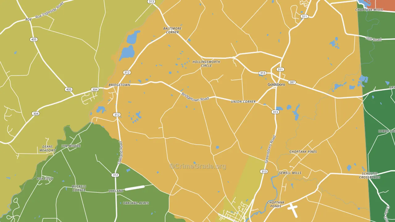 Goldsboro, MD Map of Murder Rates