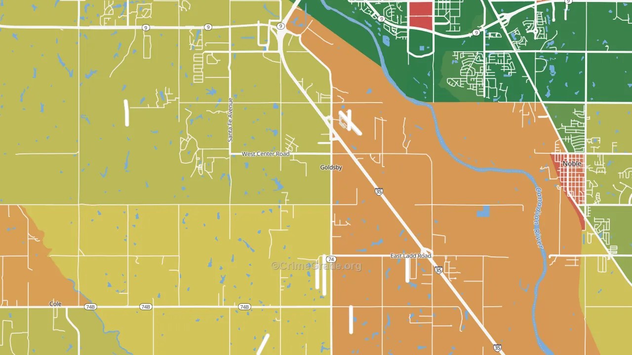 Goldsby, OK Map of Murder Rates