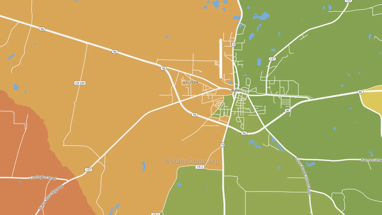 Goldson, GA Map of Murder Rates