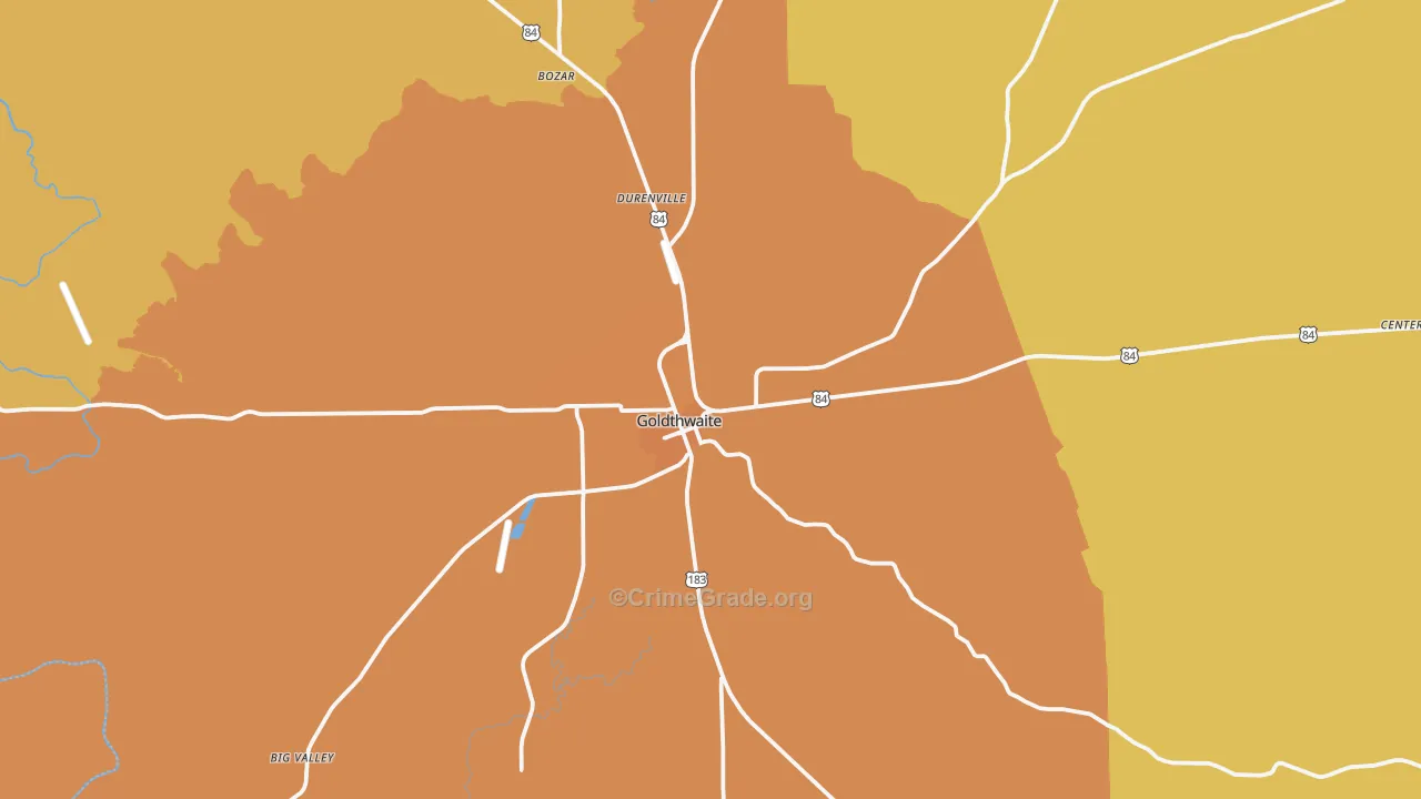 Goldthwaite, TX Map of Murder Rates