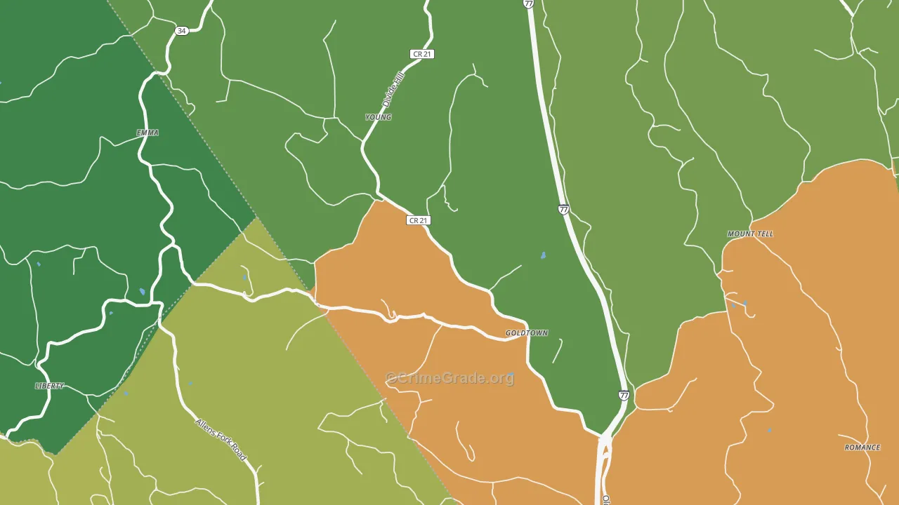 Goldtown, WV Map of Murder Rates