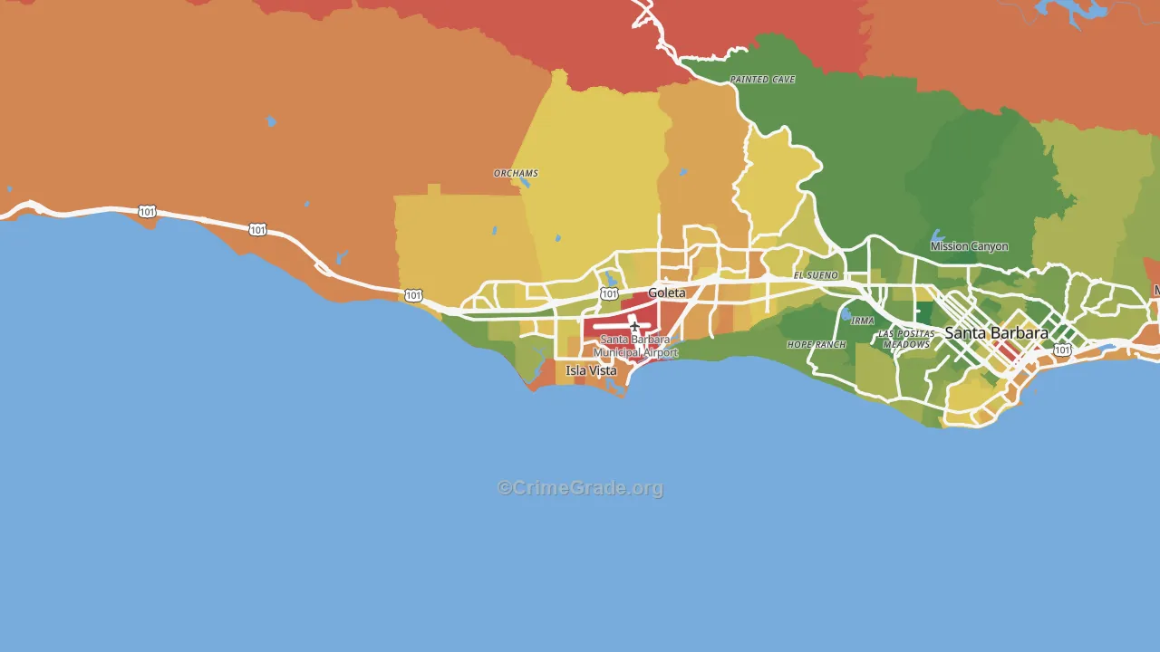 Goleta, CA Map of Murder Rates