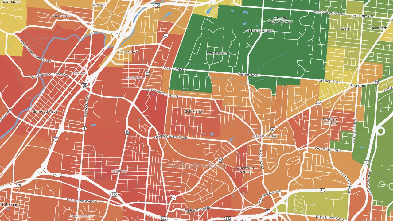 Golf Manor, OH Map of Murder Rates