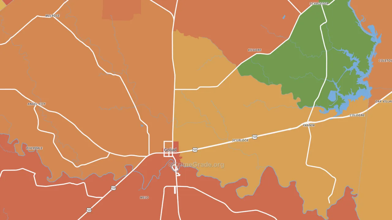 Goliad County, TX Map of Murder Rates