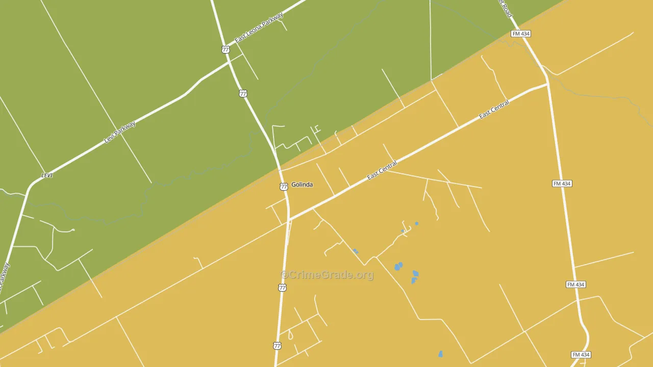 Golinda, TX Map of Murder Rates