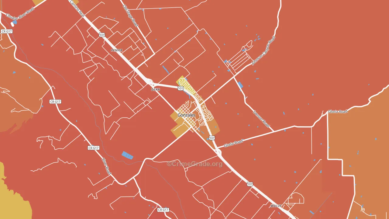 Gonzales, CA Map of Murder Rates