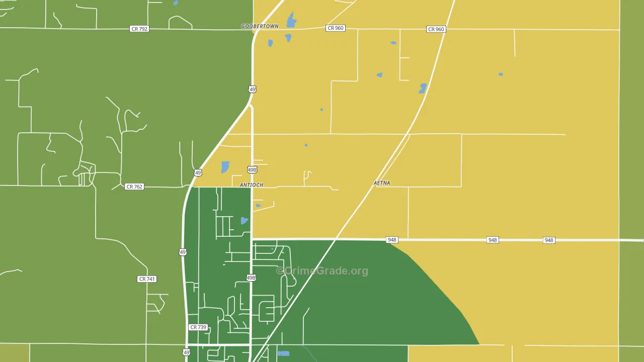 Goobertown, AR Map of Murder Rates