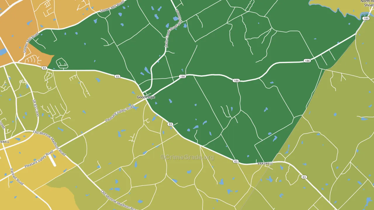 Good Hope, GA Map of Murder Rates