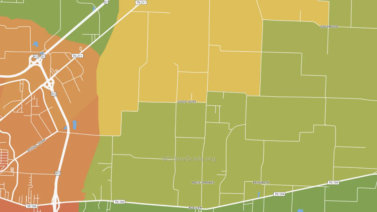 Good Hope, TN Map of Murder Rates