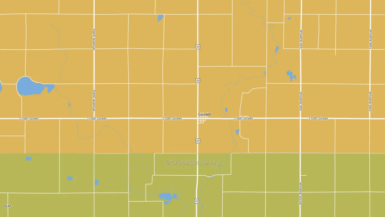 Goodell, IA Map of Murder Rates