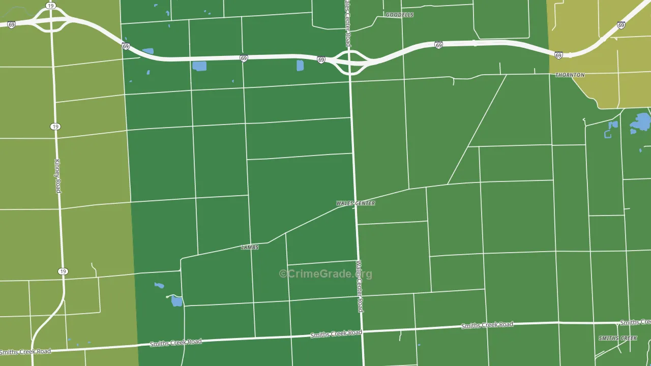 Goodells, MI Map of Murder Rates
