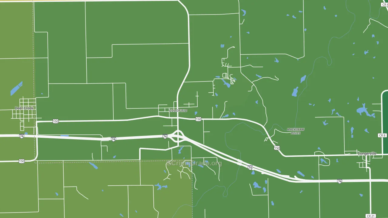 Goodfield, IL Map of Murder Rates