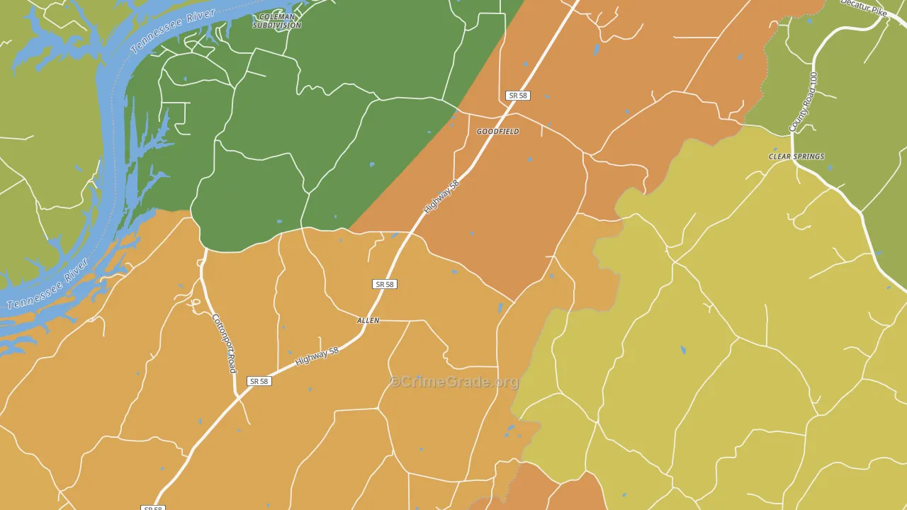Goodfield, TN Map of Murder Rates