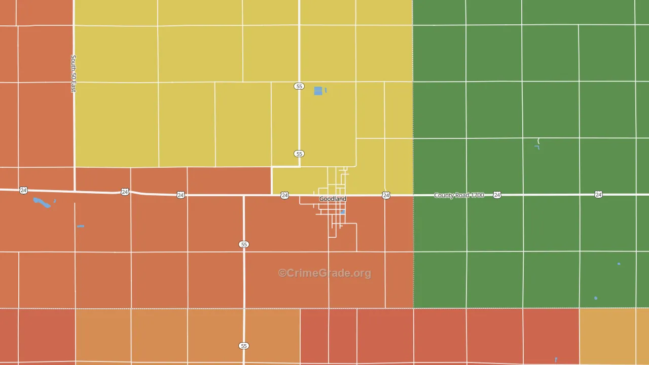 Goodland, IN Map of Murder Rates
