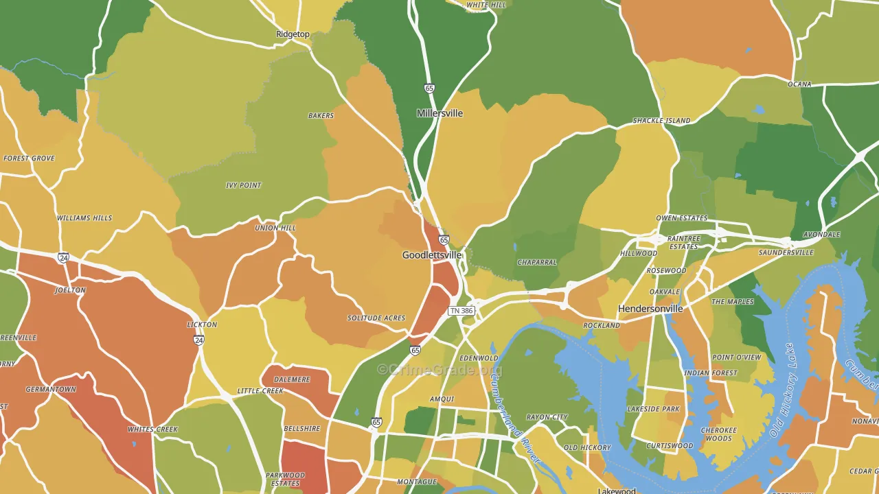 Goodlettsville, TN Map of Murder Rates