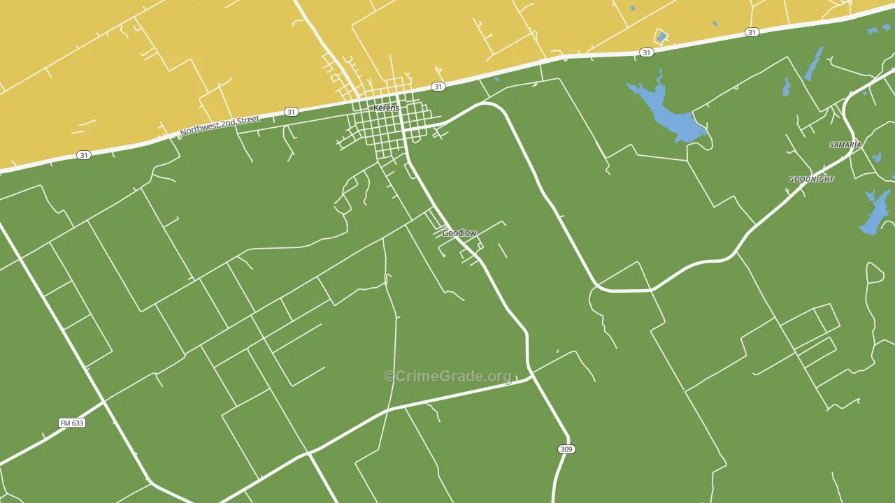 Goodlow, TX Map of Murder Rates