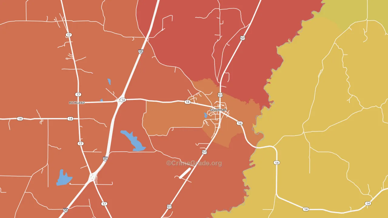 Goodman, MS Map of Murder Rates