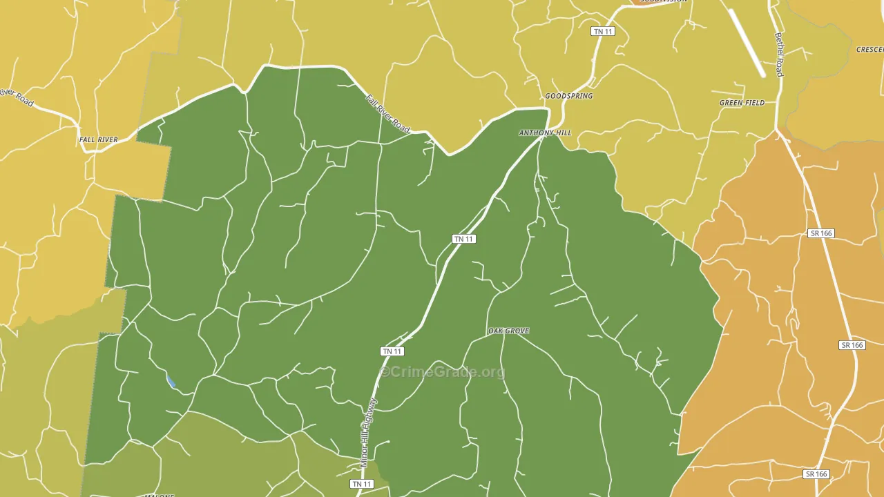 Goodspring, TN Map of Murder Rates