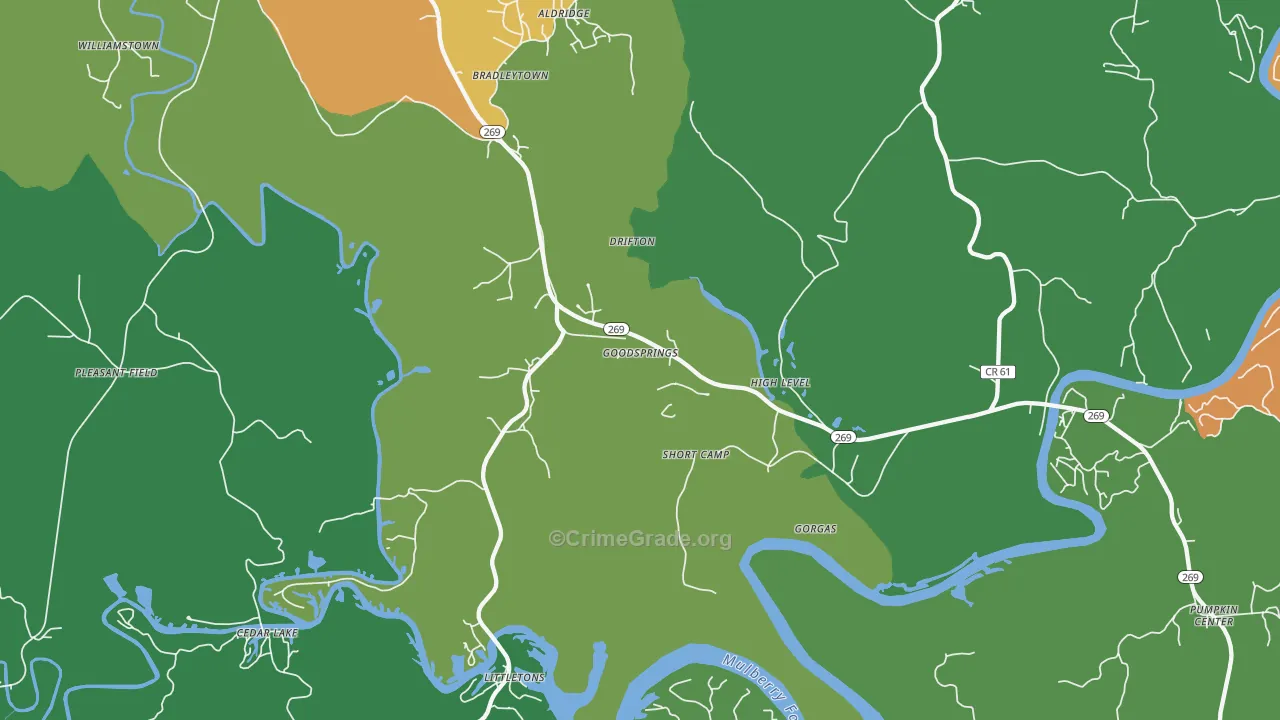 Goodsprings, AL Map of Murder Rates