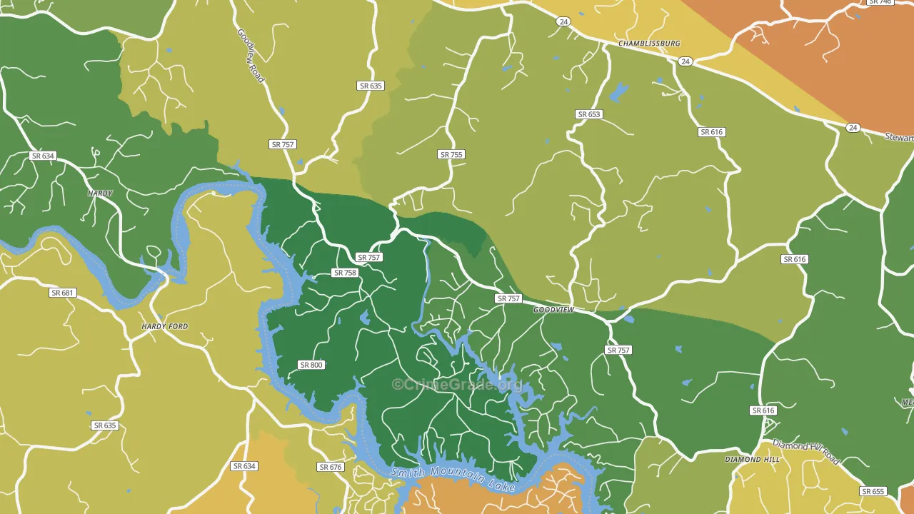 Goodview, VA Map of Murder Rates