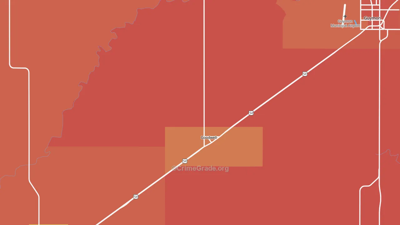 Goodwell, OK Map of Murder Rates